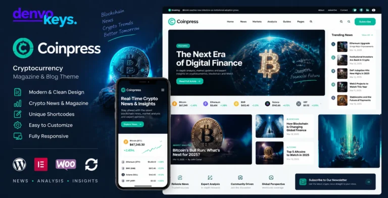 Coinpress | ICO Cryptocurrency Magazine & Blog WordPress Theme