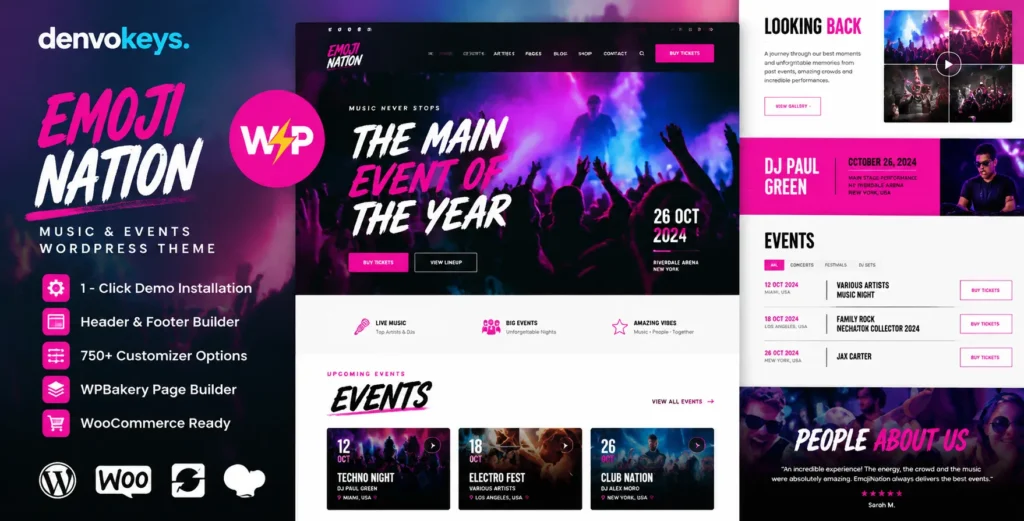 EmojiNation | Night Club & Concert Event WordPress Theme