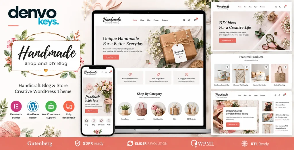 Handmade Shop - Handicraft Blog & Store Creative WordPress Theme