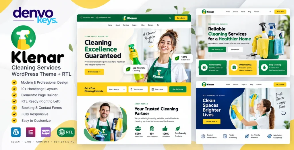 Klenar – Cleaning Services WordPress Theme + RTL