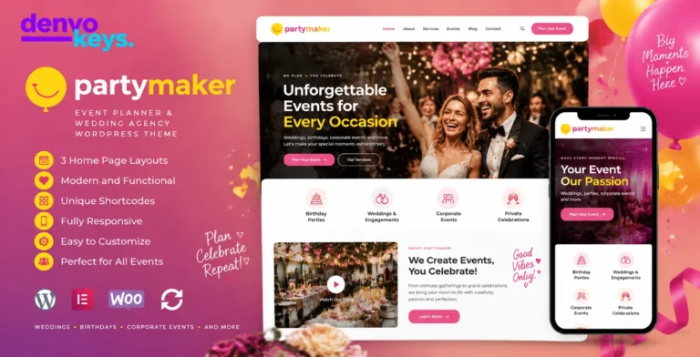 PartyMaker | Event Planner & Wedding Agency WordPress Theme