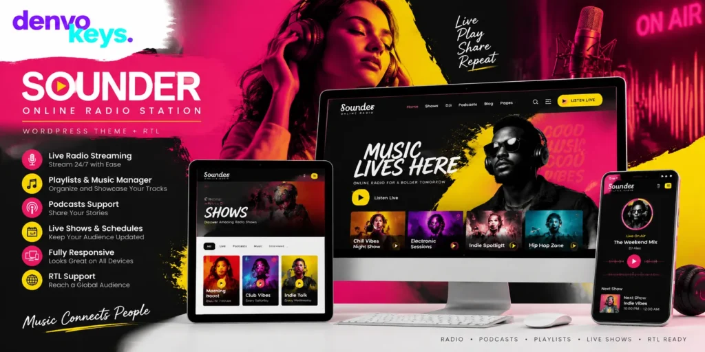 Sounder | Online Internet Radio Station WordPress Theme + RTL