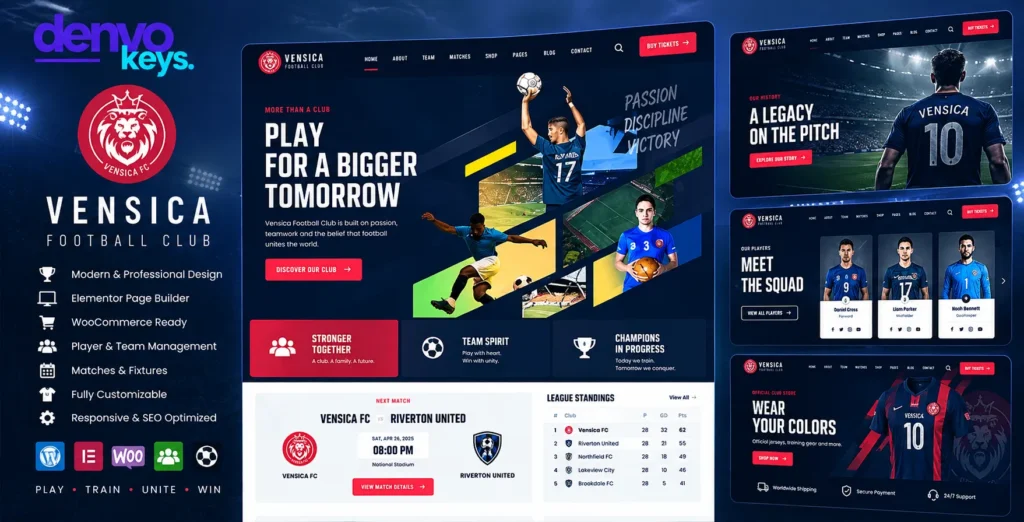 Vensica - Football Club Manager Elementor Theme