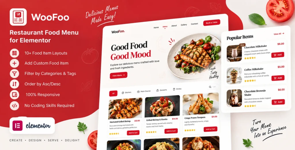 WooFoo - Restaurant Food Menu for Elementor