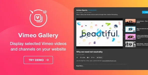 Vimeo Gallery - WordPress Vimeo plugin by Elfsight