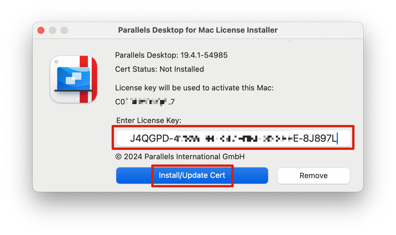 Parallels Desktop 20/19/18 Lifetime Key (Certificate License) Activation Guide 9 Parallels Desktop 20/19/18 Lifetime Key (Certificate License) Activation Guide